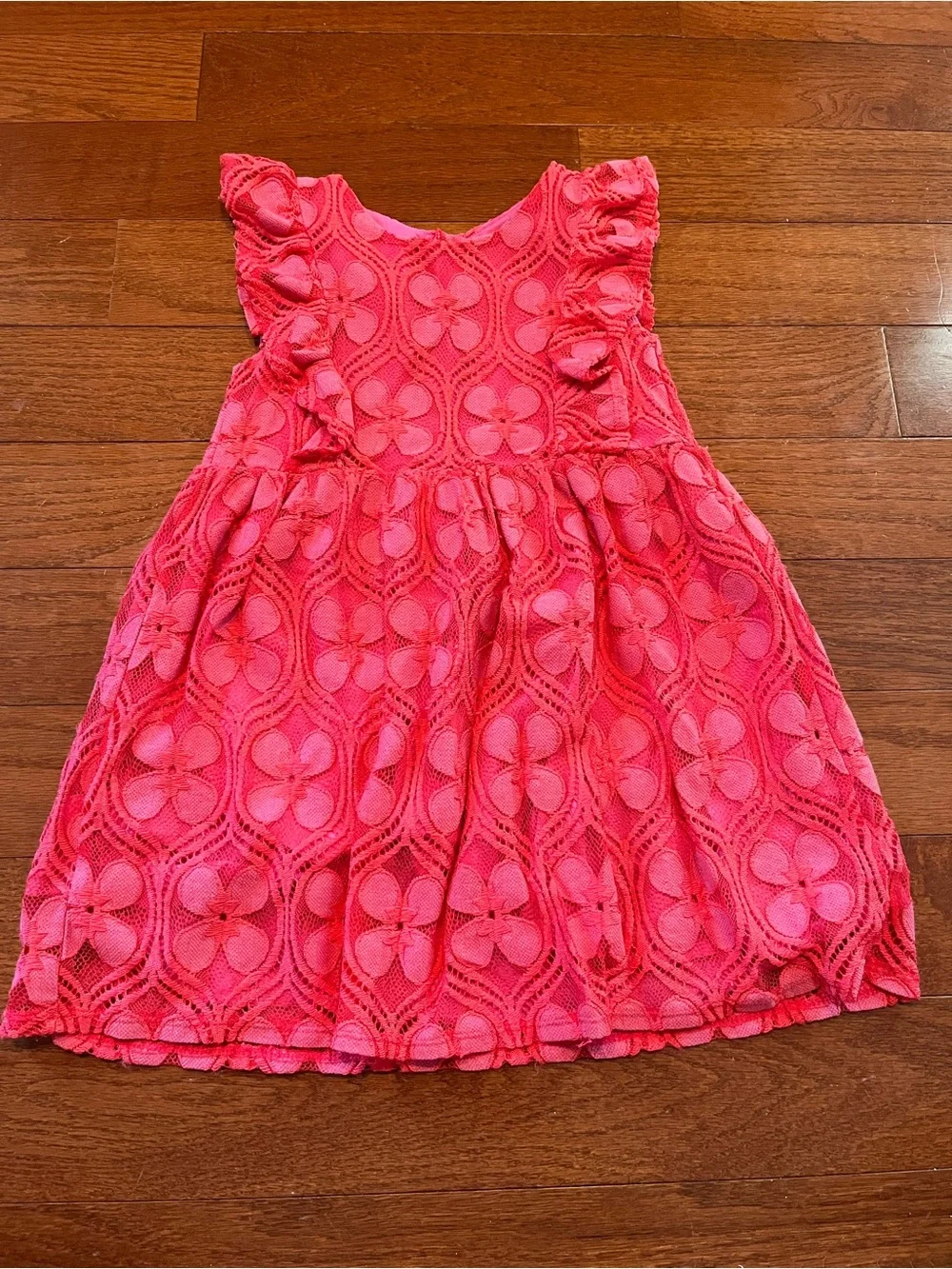 OshKosh B'gosh Hot Pink Floral Eyelet Ruffle Dress